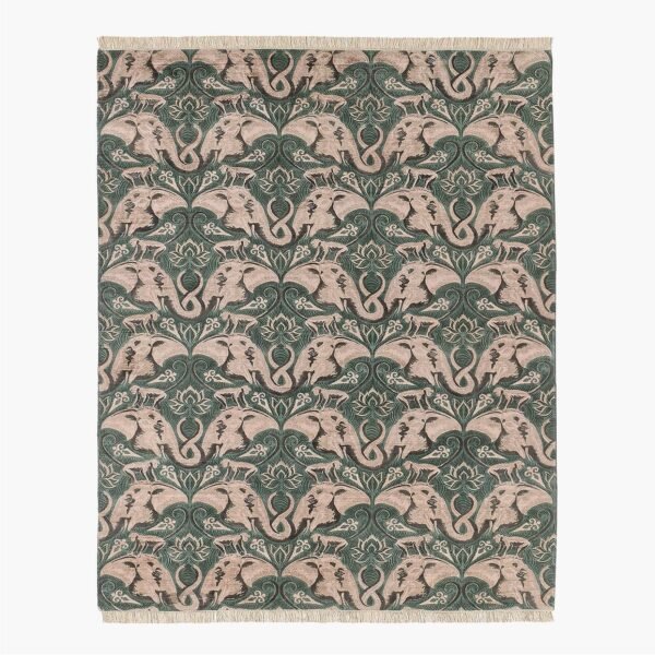 Handwoven Elephant Motif Rug