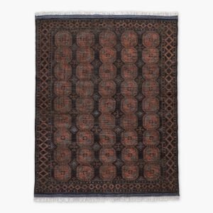 Bokhara-inspired hand-knotted wool rug